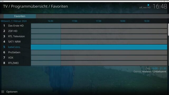 sender in kodi.