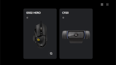 gerätewahl in g hub.