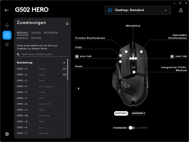 zuweisungen in g hub.