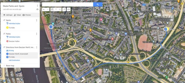 google my maps mit wegen.