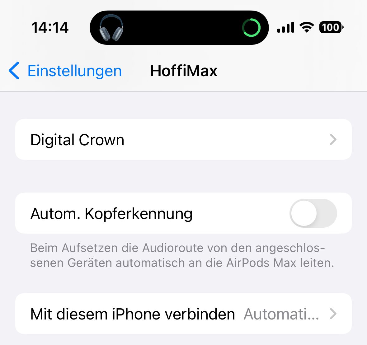 AirPods Max Trageerkennung und Wechsel zwischen Geräten.