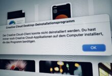 Adobe Cloud deinstallieren Fehlermeldung.