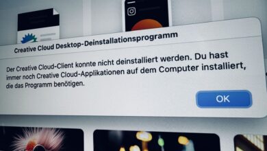Adobe Cloud deinstallieren Fehlermeldung.