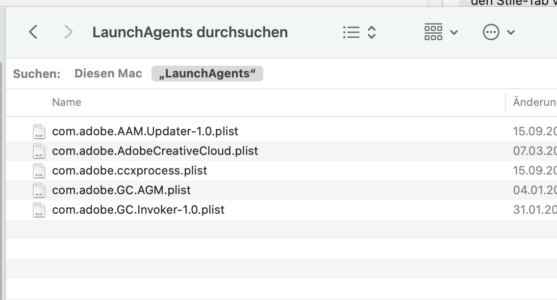 Adobe macOS Autostart-Programme.