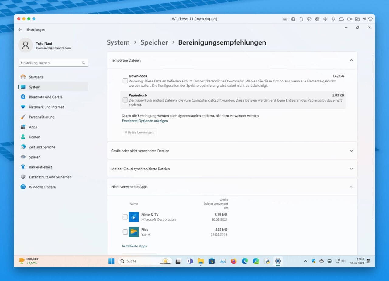 Virtuelle Maschine Platz schaffen.