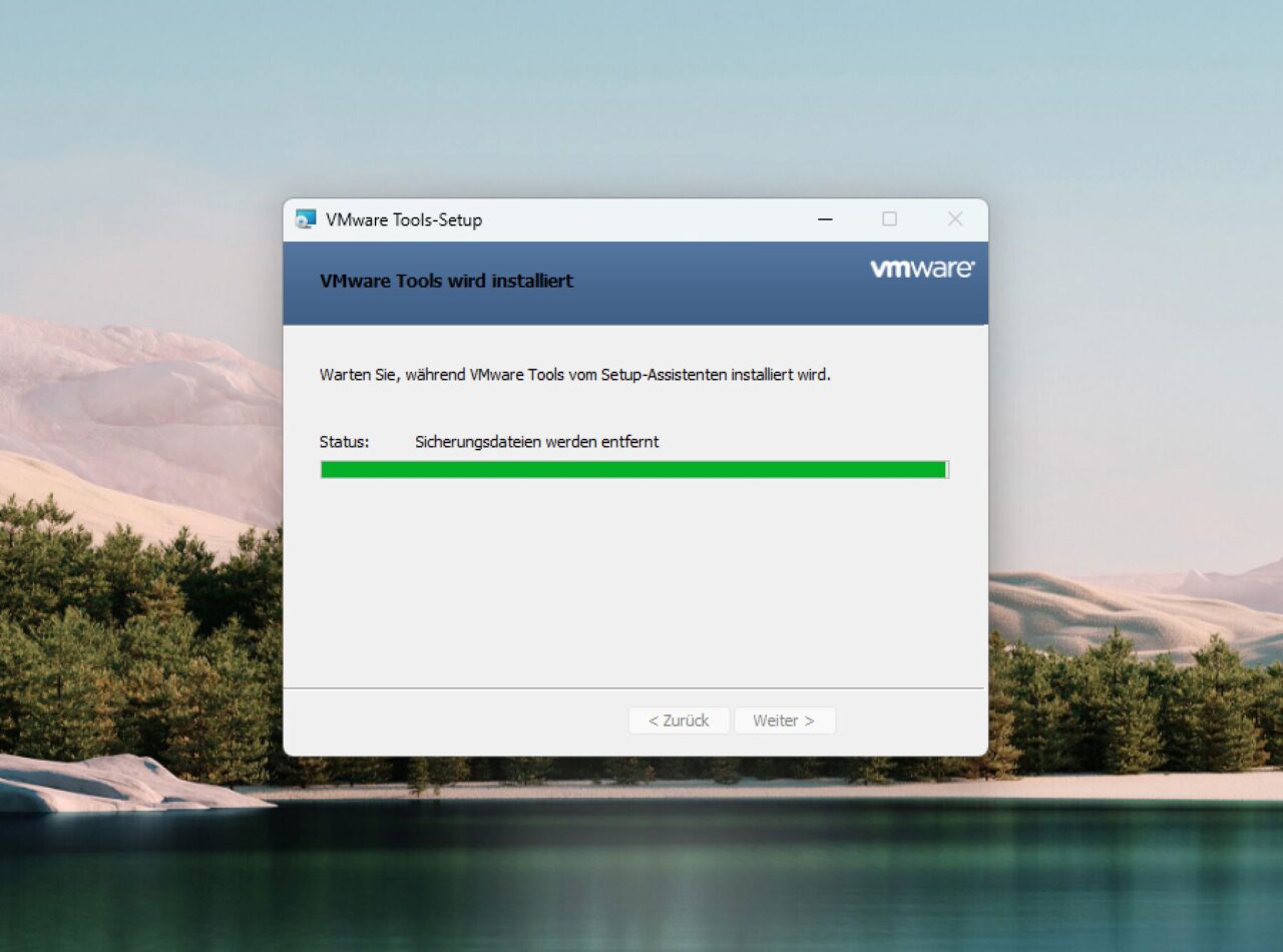 VMware Tools installieren.