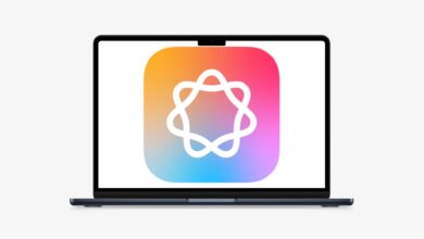 Macbook mit Apple Intelligence-Logo