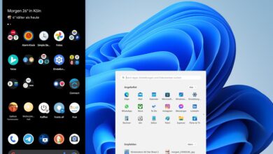 einstiegsbild mit android-screen, gespiegelt auf windows-desktop.