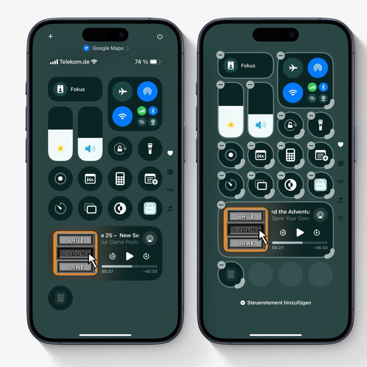 iOS 18 Kontrellzentrum anpassen.