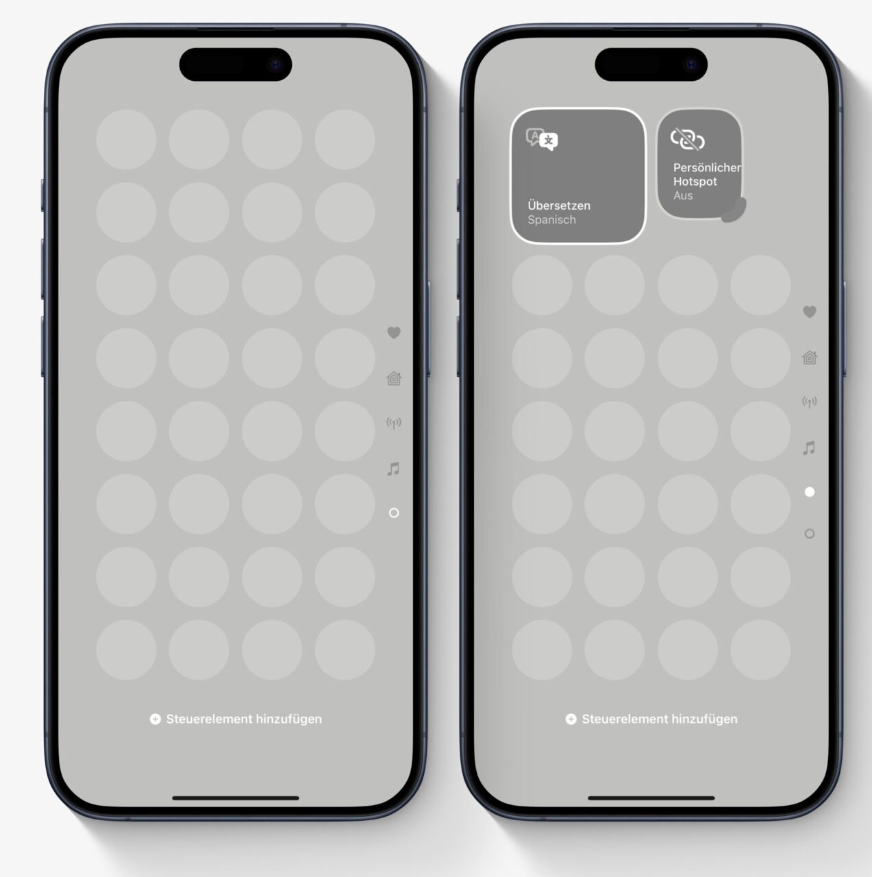 iOS 18 Kontrollzentrum leere Seite.