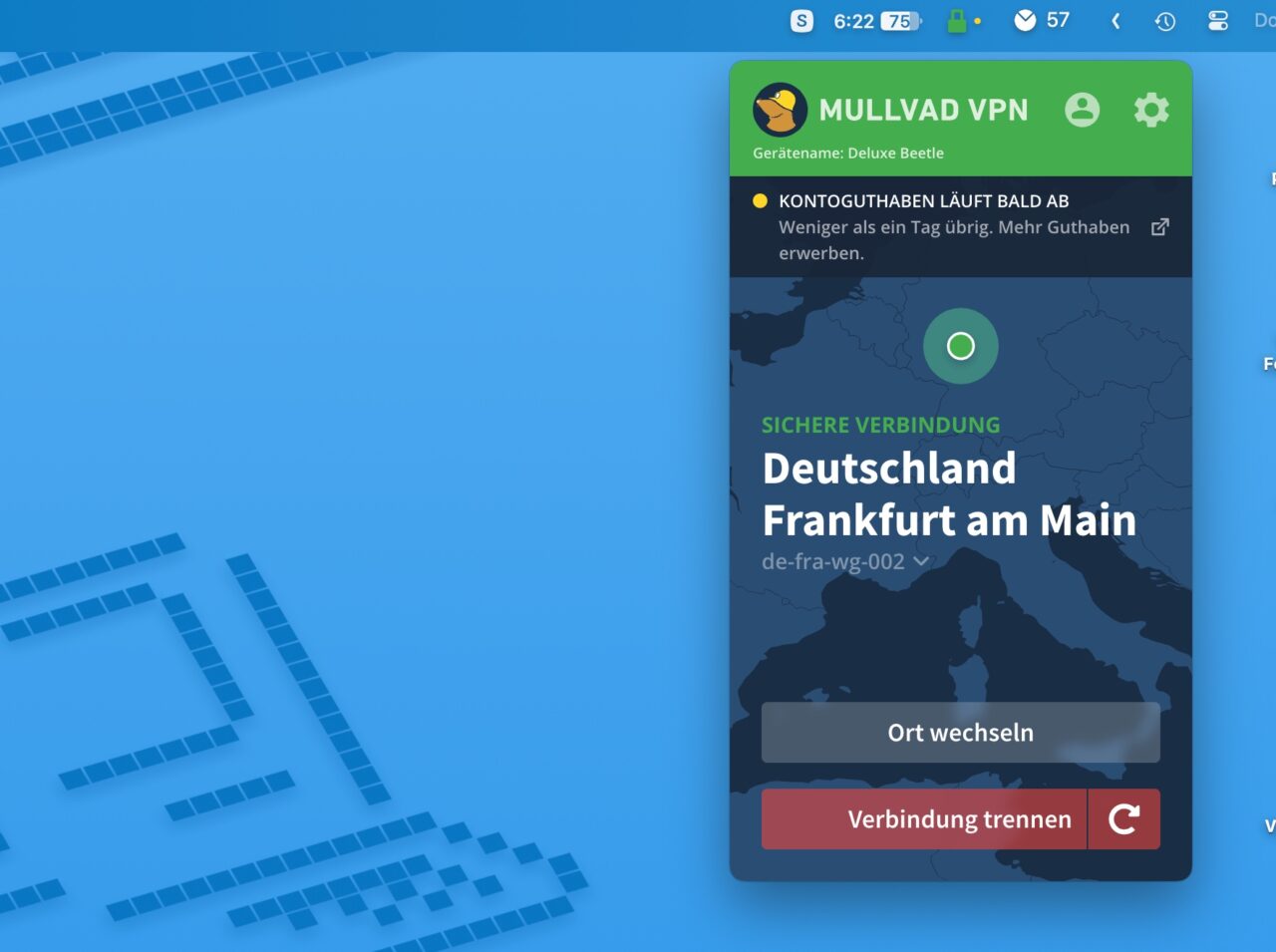 Mullvad VPN für macOS.