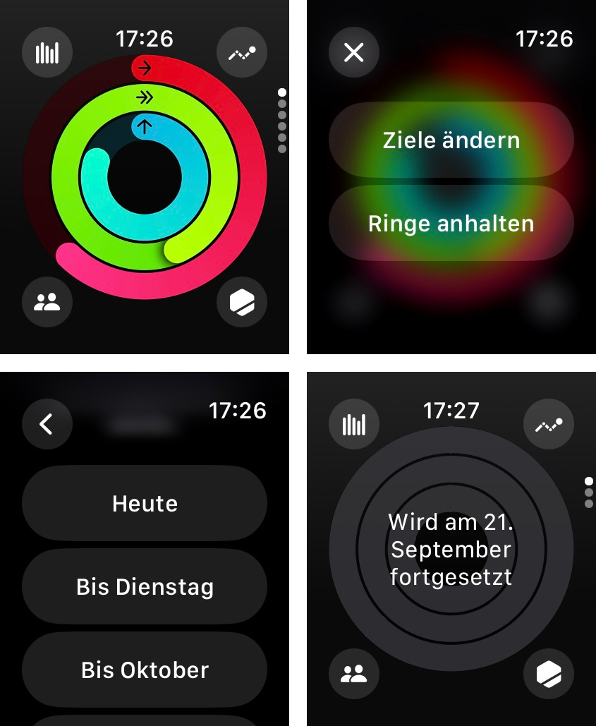 Apple Watch Ruhetage Regeneration.