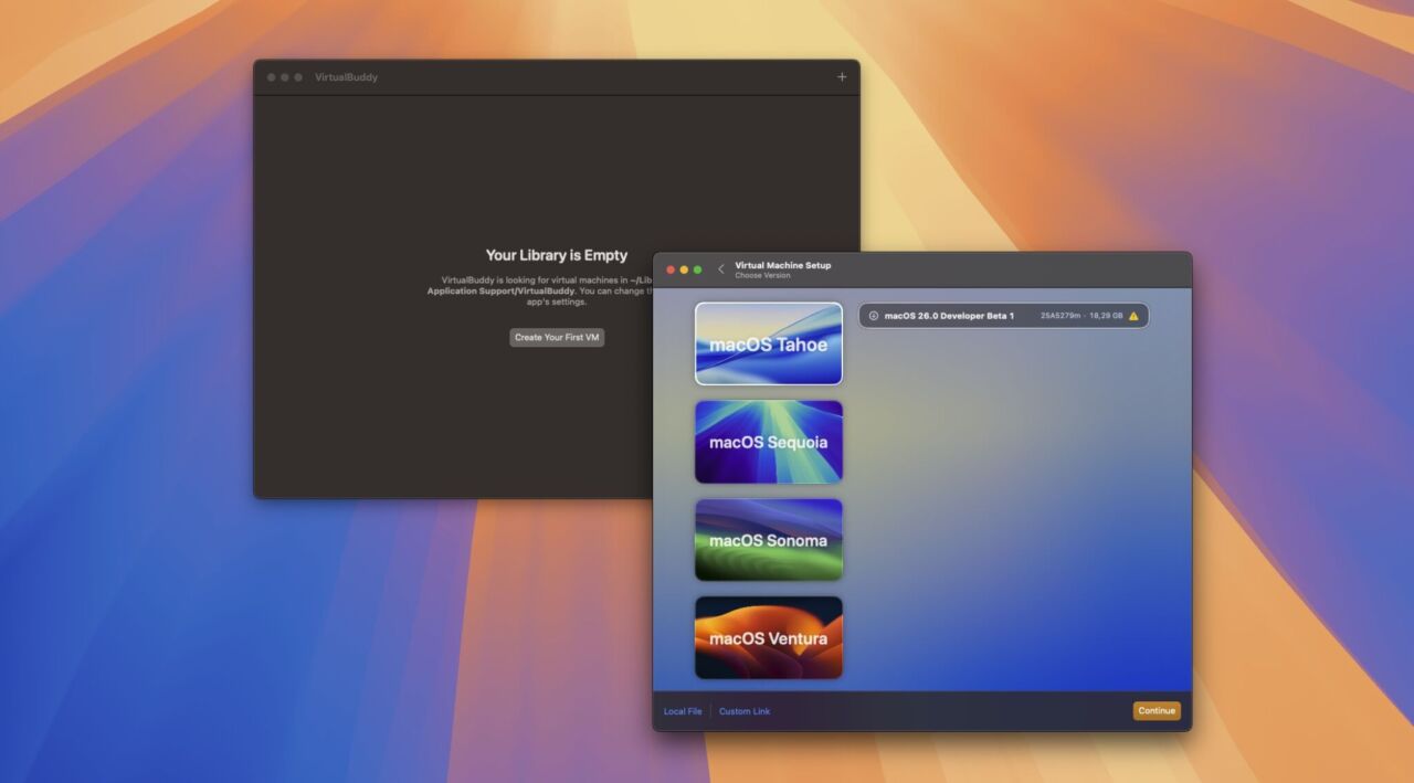 macOS 26 Tahoe Beta herunterladen und als virtuelle Maschine einrichten.