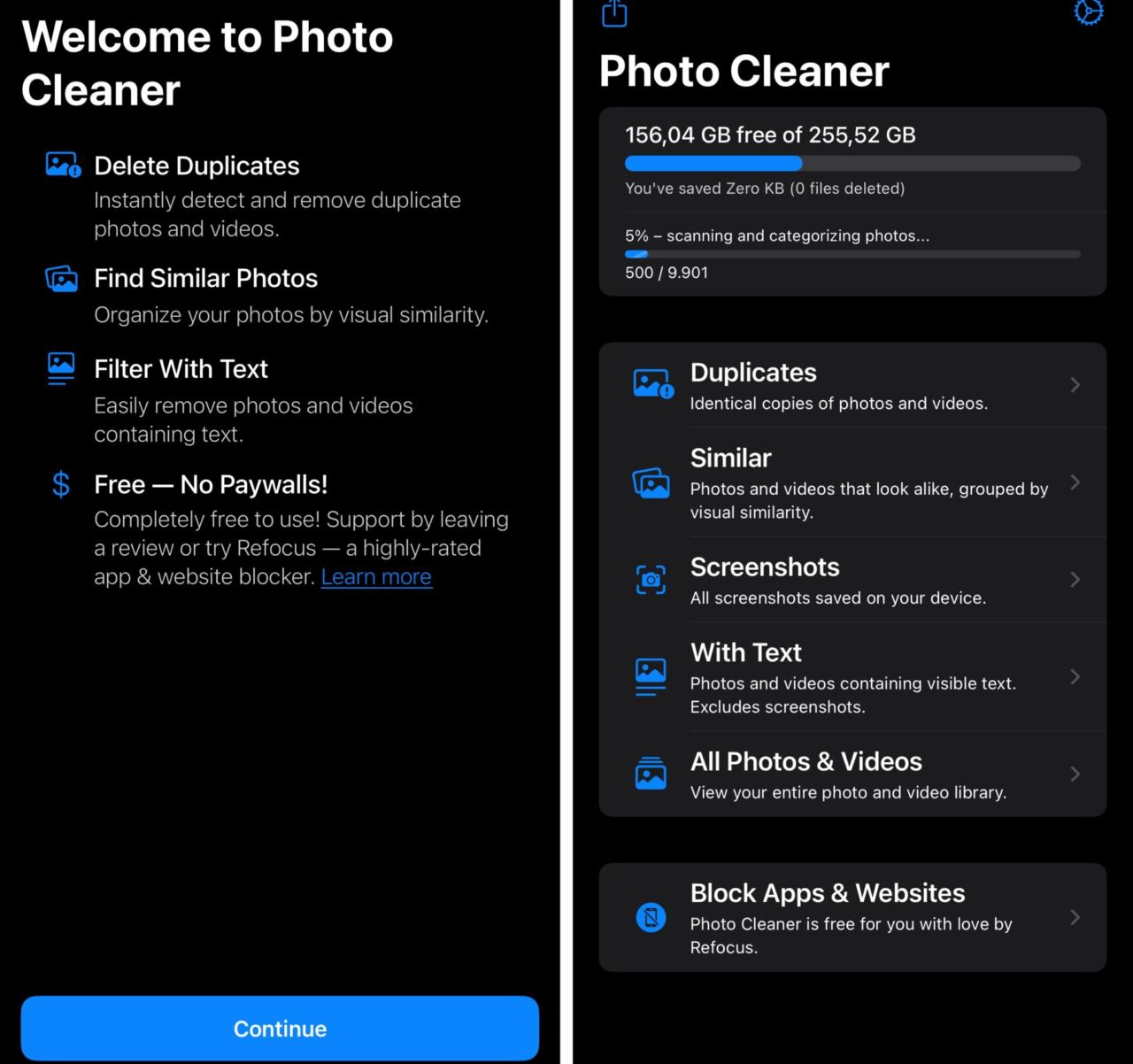 Photo Cleaner einrichten
