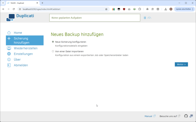 duplicati-konfiguration, langweilig ;) .