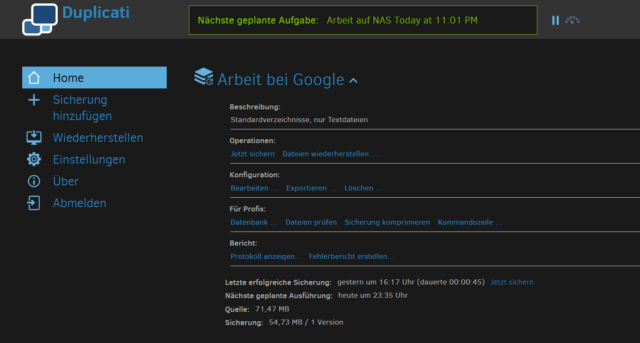 duplicati-konfiguration, langweilig ;) Aber jetzt mit Dark-Theme.