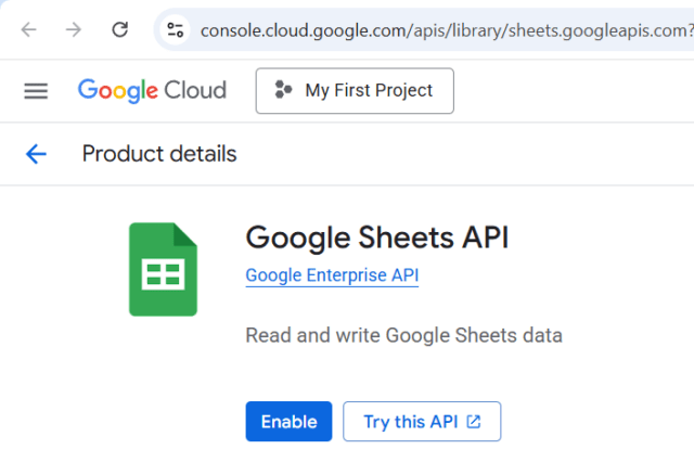 sheets api.