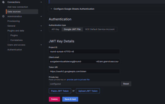 grafana nach laden der json.