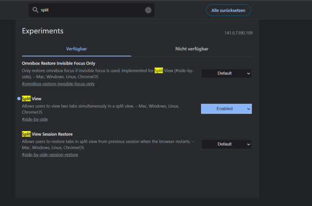split view config in chrome.