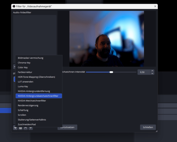 nvidia-effekte in obs.