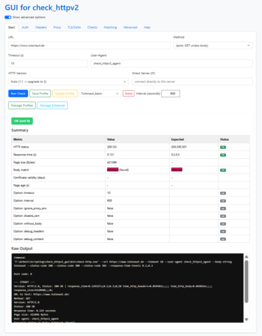 übersicht startseite der http check workbench.