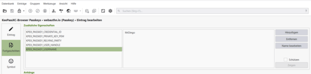 passkeys in keepassxc.