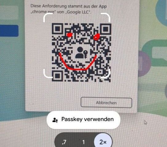 passkeys in aktion aufm handy.